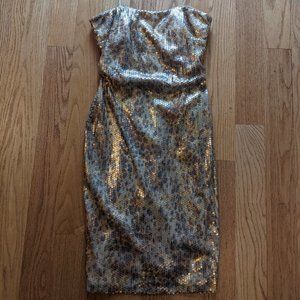 NWT - Gold Strapless Badgley Mischka dress